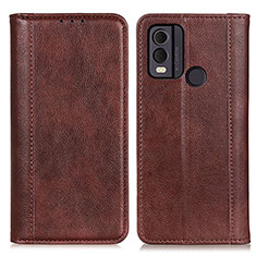 Leather Case Stands Flip Cover Holder D03Y for Nokia C22 Brown