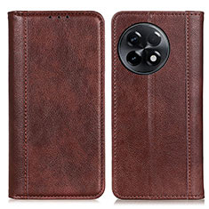 Leather Case Stands Flip Cover Holder D03Y for OnePlus Ace 2 5G Brown