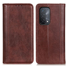Leather Case Stands Flip Cover Holder D03Y for OnePlus Nord N200 5G Brown