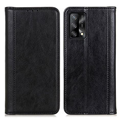 Leather Case Stands Flip Cover Holder D03Y for Oppo A74 4G Black