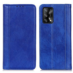 Leather Case Stands Flip Cover Holder D03Y for Oppo A74 4G Blue