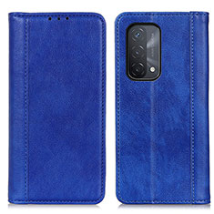 Leather Case Stands Flip Cover Holder D03Y for Oppo A74 5G Blue
