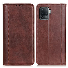 Leather Case Stands Flip Cover Holder D03Y for Oppo A94 4G Brown