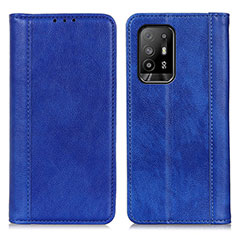 Leather Case Stands Flip Cover Holder D03Y for Oppo A95 5G Blue