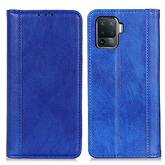 Leather Case Stands Flip Cover Holder D03Y for Oppo F19 Pro Blue
