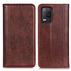 Leather Case Stands Flip Cover Holder D03Y for Realme 8s 5G Brown