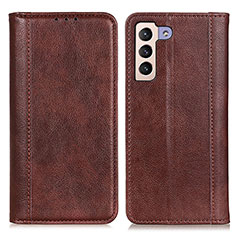 Leather Case Stands Flip Cover Holder D03Y for Samsung Galaxy S22 5G Brown