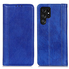 Leather Case Stands Flip Cover Holder D03Y for Samsung Galaxy S22 Ultra 5G Blue