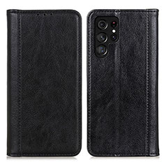 Leather Case Stands Flip Cover Holder D03Y for Samsung Galaxy S23 Ultra 5G Black