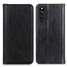 Leather Case Stands Flip Cover Holder D03Y for Sony Xperia 10 III Black