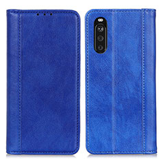 Leather Case Stands Flip Cover Holder D03Y for Sony Xperia 10 III Blue