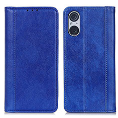Leather Case Stands Flip Cover Holder D03Y for Sony Xperia 5 V Blue