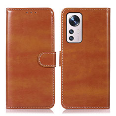 Leather Case Stands Flip Cover Holder D03Y for Xiaomi Mi 12 5G Brown