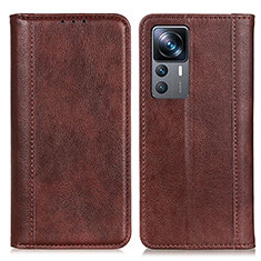 Leather Case Stands Flip Cover Holder D03Y for Xiaomi Mi 12T Pro 5G Brown