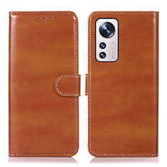 Leather Case Stands Flip Cover Holder D03Y for Xiaomi Mi 12X 5G Brown