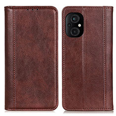 Leather Case Stands Flip Cover Holder D03Y for Xiaomi Poco M5 4G Brown
