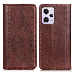 Leather Case Stands Flip Cover Holder D03Y for Xiaomi Redmi Note 12 Pro 5G Brown