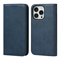 Leather Case Stands Flip Cover Holder D04T for Apple iPhone 13 Pro Blue