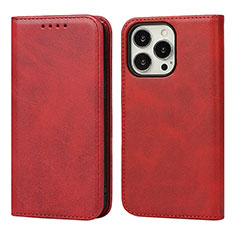 Leather Case Stands Flip Cover Holder D04T for Apple iPhone 13 Pro Max Red