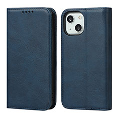 Leather Case Stands Flip Cover Holder D04T for Apple iPhone 14 Blue