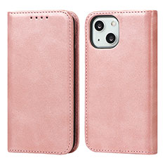 Leather Case Stands Flip Cover Holder D04T for Apple iPhone 14 Pink