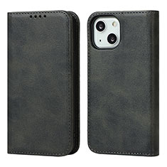 Leather Case Stands Flip Cover Holder D04T for Apple iPhone 14 Plus Black
