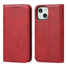 Leather Case Stands Flip Cover Holder D04T for Apple iPhone 14 Red