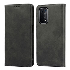Leather Case Stands Flip Cover Holder D04T for OnePlus Nord N200 5G Black