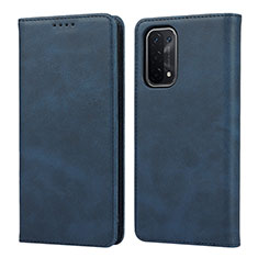 Leather Case Stands Flip Cover Holder D04T for OnePlus Nord N200 5G Blue