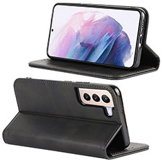 Leather Case Stands Flip Cover Holder D04T for Samsung Galaxy S21 5G Black