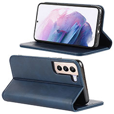 Leather Case Stands Flip Cover Holder D04T for Samsung Galaxy S21 5G Blue