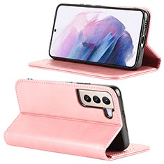 Leather Case Stands Flip Cover Holder D04T for Samsung Galaxy S21 FE 5G Pink