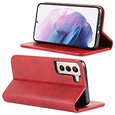 Leather Case Stands Flip Cover Holder D04T for Samsung Galaxy S22 Plus 5G Red