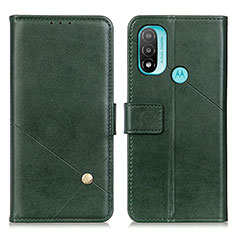 Leather Case Stands Flip Cover Holder D04Y for Motorola Moto E30 Green