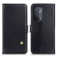 Leather Case Stands Flip Cover Holder D04Y for Oppo A74 5G Black