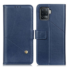 Leather Case Stands Flip Cover Holder D04Y for Oppo A94 4G Blue