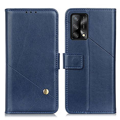 Leather Case Stands Flip Cover Holder D04Y for Oppo A95 4G Blue