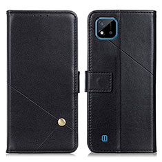 Leather Case Stands Flip Cover Holder D04Y for Realme C11 (2021) Black