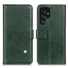 Leather Case Stands Flip Cover Holder D04Y for Samsung Galaxy S21 Ultra 5G Green