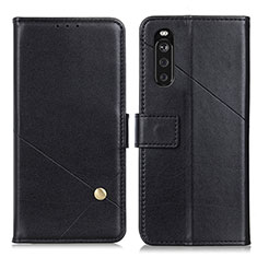 Leather Case Stands Flip Cover Holder D04Y for Sony Xperia 10 III Black