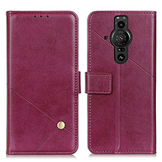Leather Case Stands Flip Cover Holder D04Y for Sony Xperia PRO-I Purple