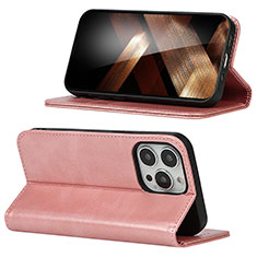 Leather Case Stands Flip Cover Holder D05T for Apple iPhone 13 Pro Pink