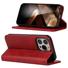 Leather Case Stands Flip Cover Holder D05T for Apple iPhone 13 Pro Red