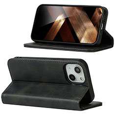 Leather Case Stands Flip Cover Holder D05T for Apple iPhone 14 Black
