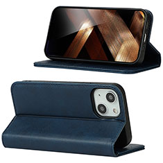 Leather Case Stands Flip Cover Holder D05T for Apple iPhone 14 Plus Blue