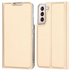 Leather Case Stands Flip Cover Holder D05T for Samsung Galaxy S21 5G Gold