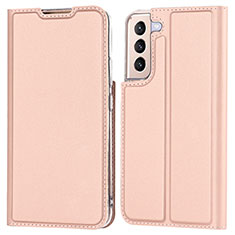 Leather Case Stands Flip Cover Holder D05T for Samsung Galaxy S21 5G Rose Gold