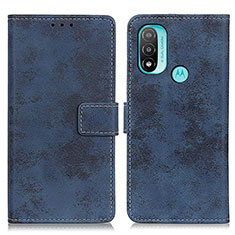 Leather Case Stands Flip Cover Holder D05Y for Motorola Moto E20 Blue