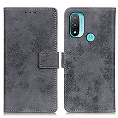 Leather Case Stands Flip Cover Holder D05Y for Motorola Moto E20 Gray