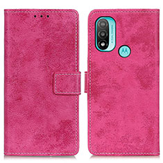 Leather Case Stands Flip Cover Holder D05Y for Motorola Moto E20 Hot Pink